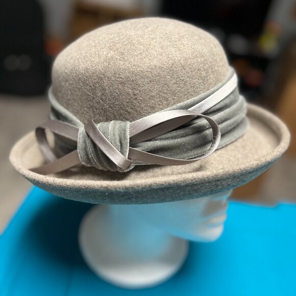 Velvet Band Wool Bowler style Hat by Adora®